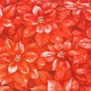 Joann Fabric Cotton Red Poinsetti Holiday Sewing Material 1‎ Yard Plus